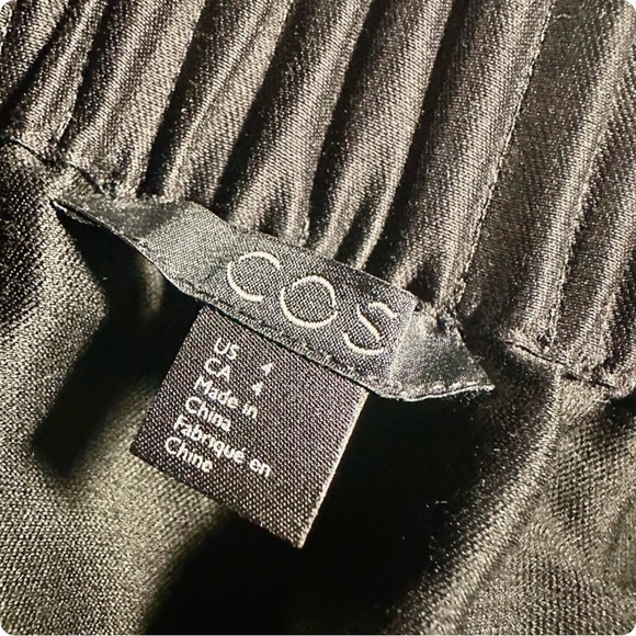 COS Black Silk & Linen Blend Elastic Waist A-Line Mini Skirt Size 4 - Picture 5 of 12